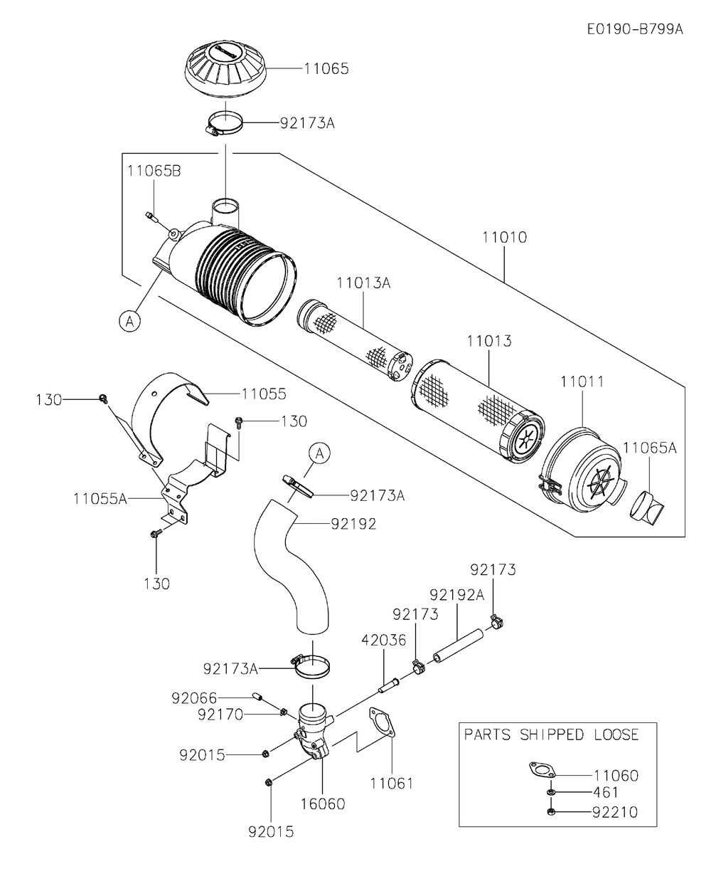 Fx730v-Cs28 Air Filter And Muffler Diagram and Parts List for FX730V-CS28  Cub Cadet Lawn Tractor